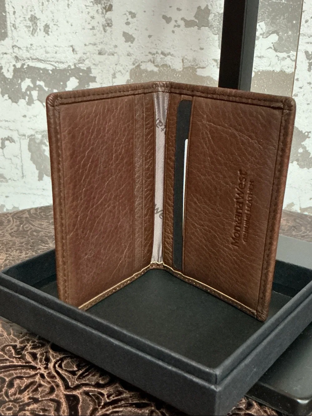 Montana West Brown Leather Men’s Bi-Fold Card & Key Wallet